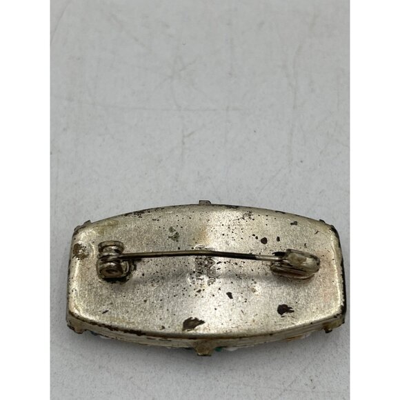 Antique Italian Glass Micro Mosaic Floral Brooch 1.25" - Picture 2 of 6